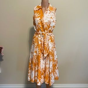 Jones New York summer midi dress orange floral size 4